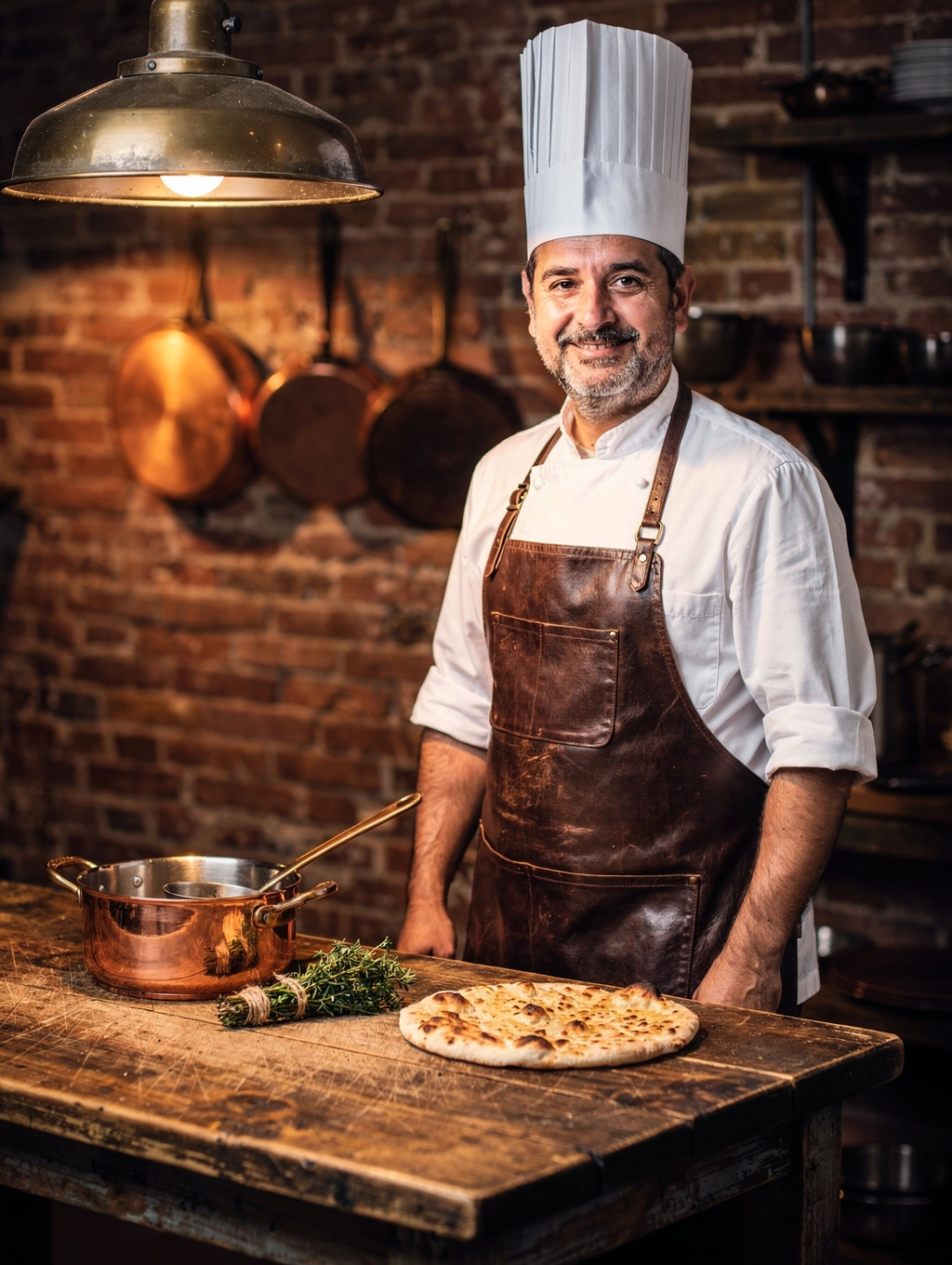 Portrait of Executive Chef Marco Rossi preparing handmade cuisine